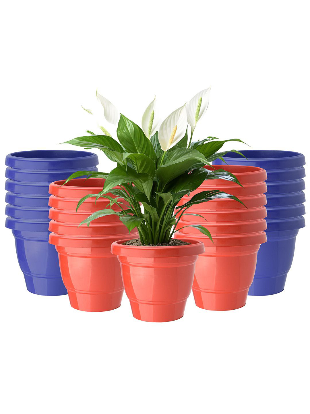 Kuber Industries Red & Blue 24 Pieces 2-Layer Durable Planters