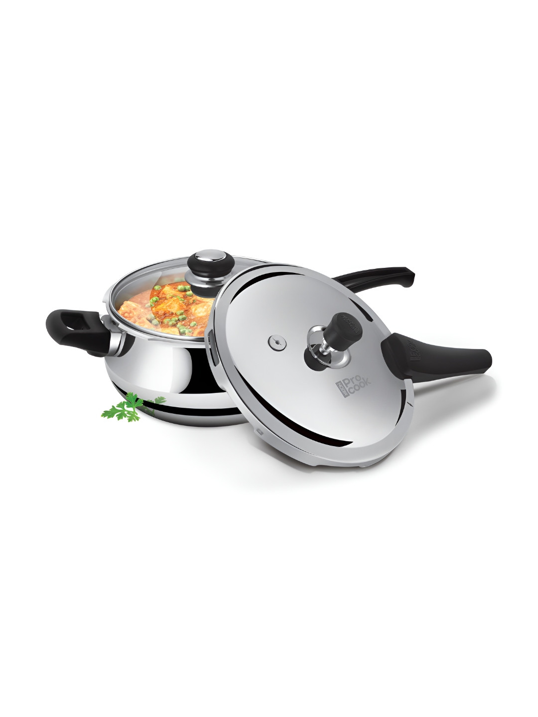 Milton Pro Cook Silver Toned Triply SS Induction Curve Pressure Cooker With Lid 5.5 L