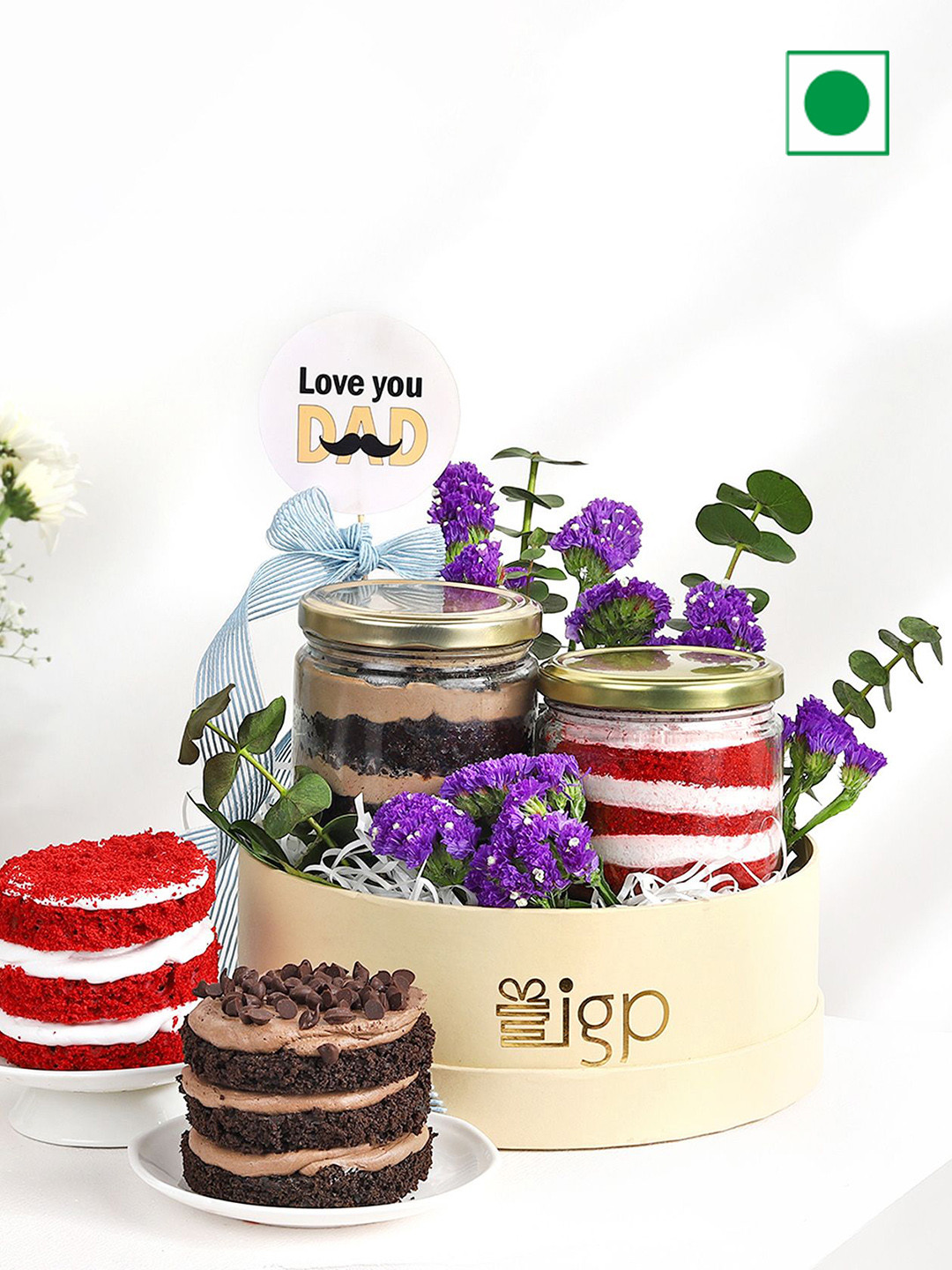 IGP 2Pc Licious Jar Cake Flavours In A Jar with Flowers