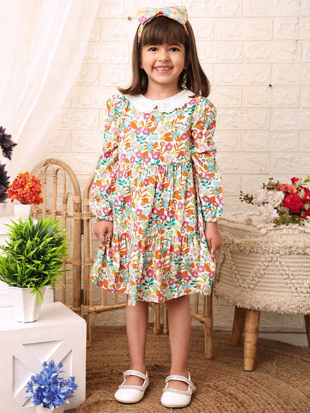 Nauti Nati Peter Pan Collar A-Line Tiered Dress