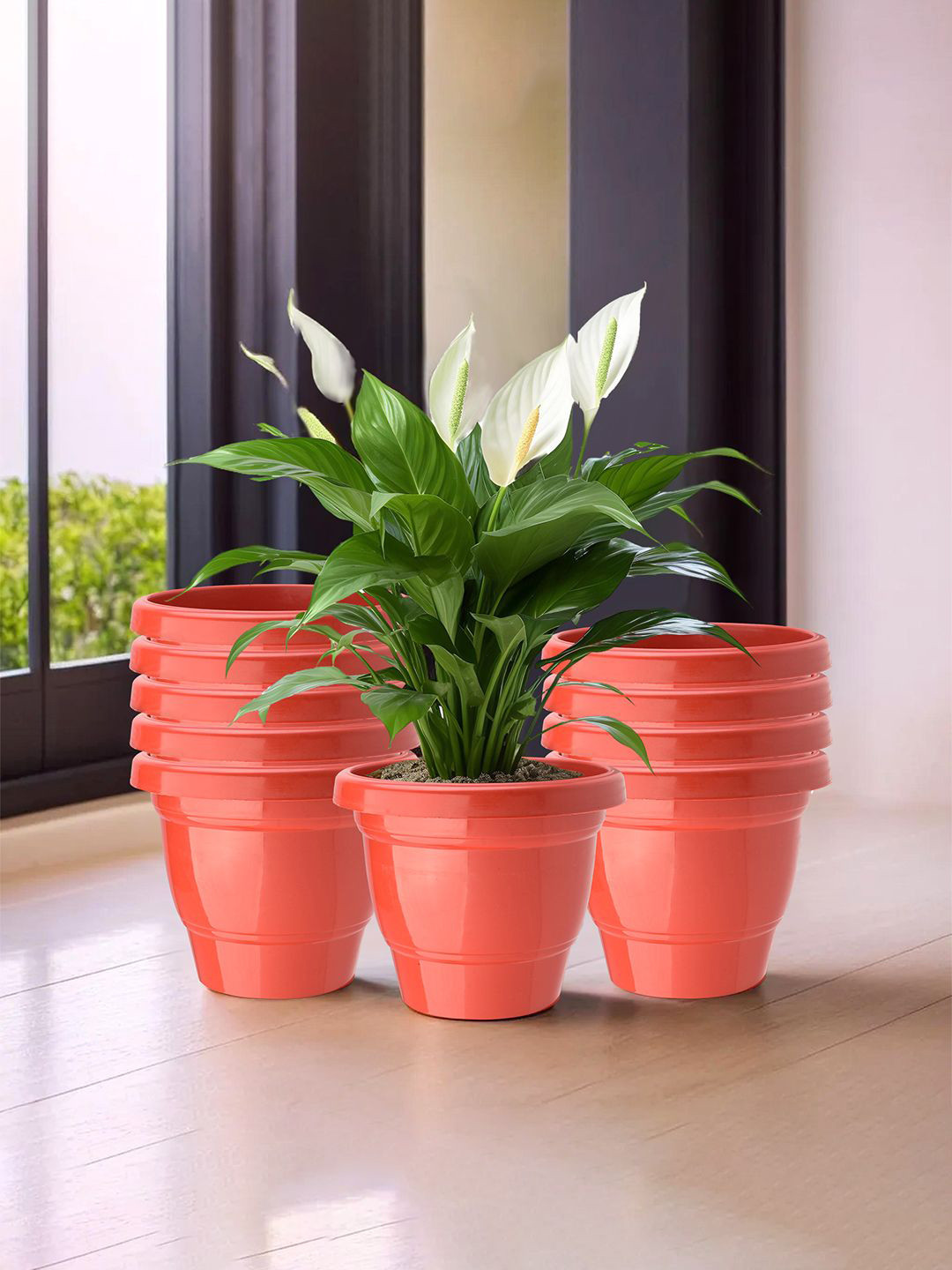 Kuber Industries Red 10 Pieces Phooldaan Reusable and Durable Planters