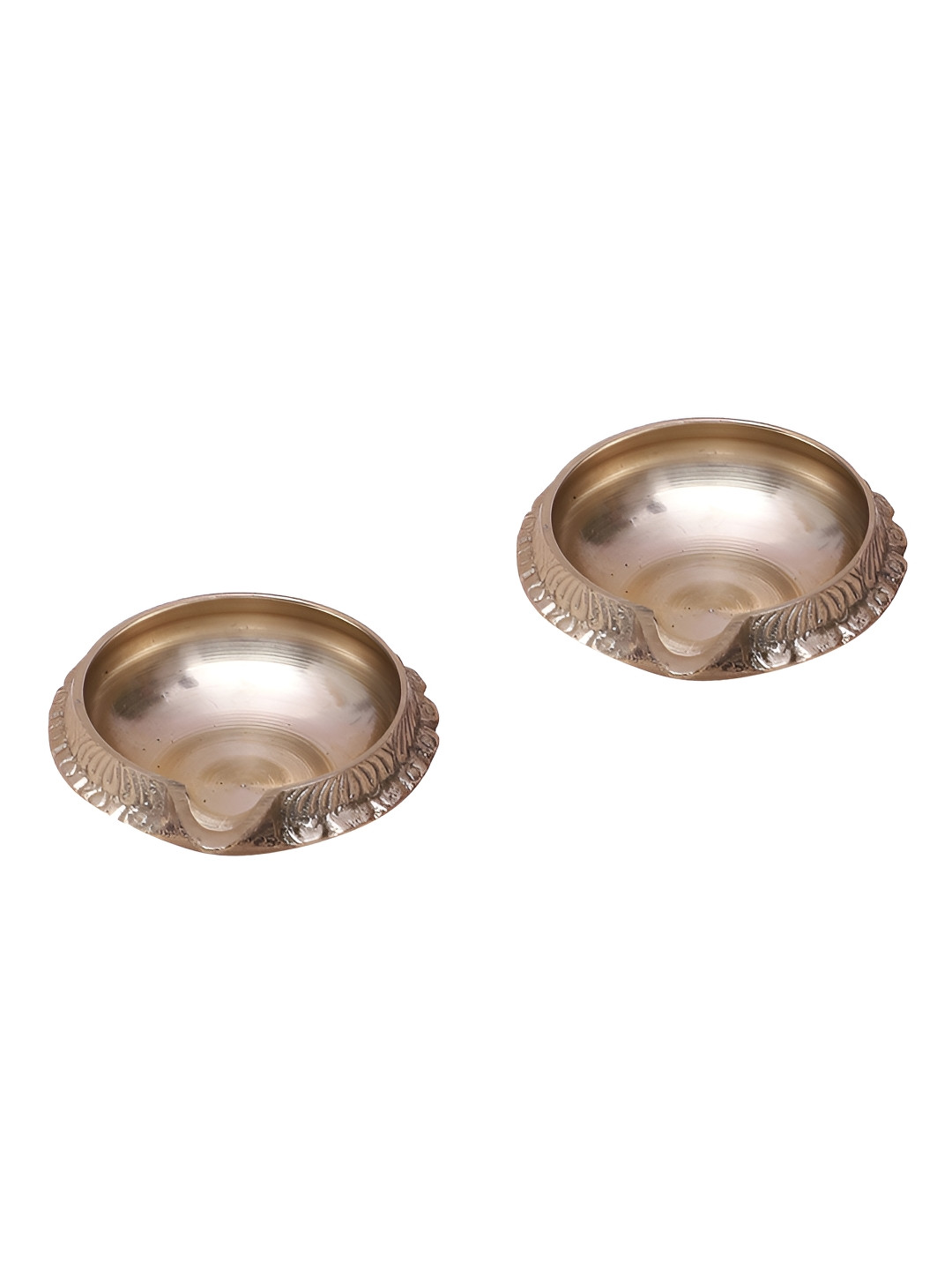 Two Moustaches Gold-Toned 2 Pieces Brass Diya Set