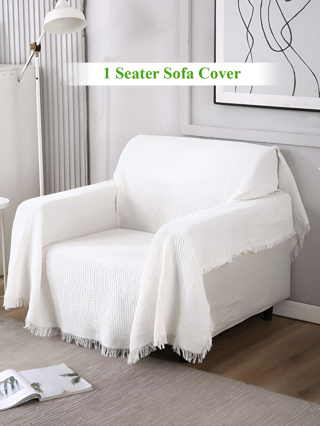 HOKIPO White Striped 1 Seater Throw Blanket