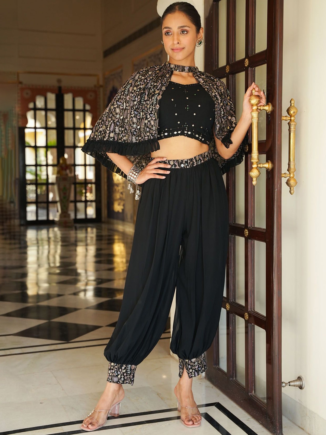 FASHION DWAR Embellished Pure Cotton Top With Palazzo & Shrug - Co Ords for Women 30321949 | Myntra