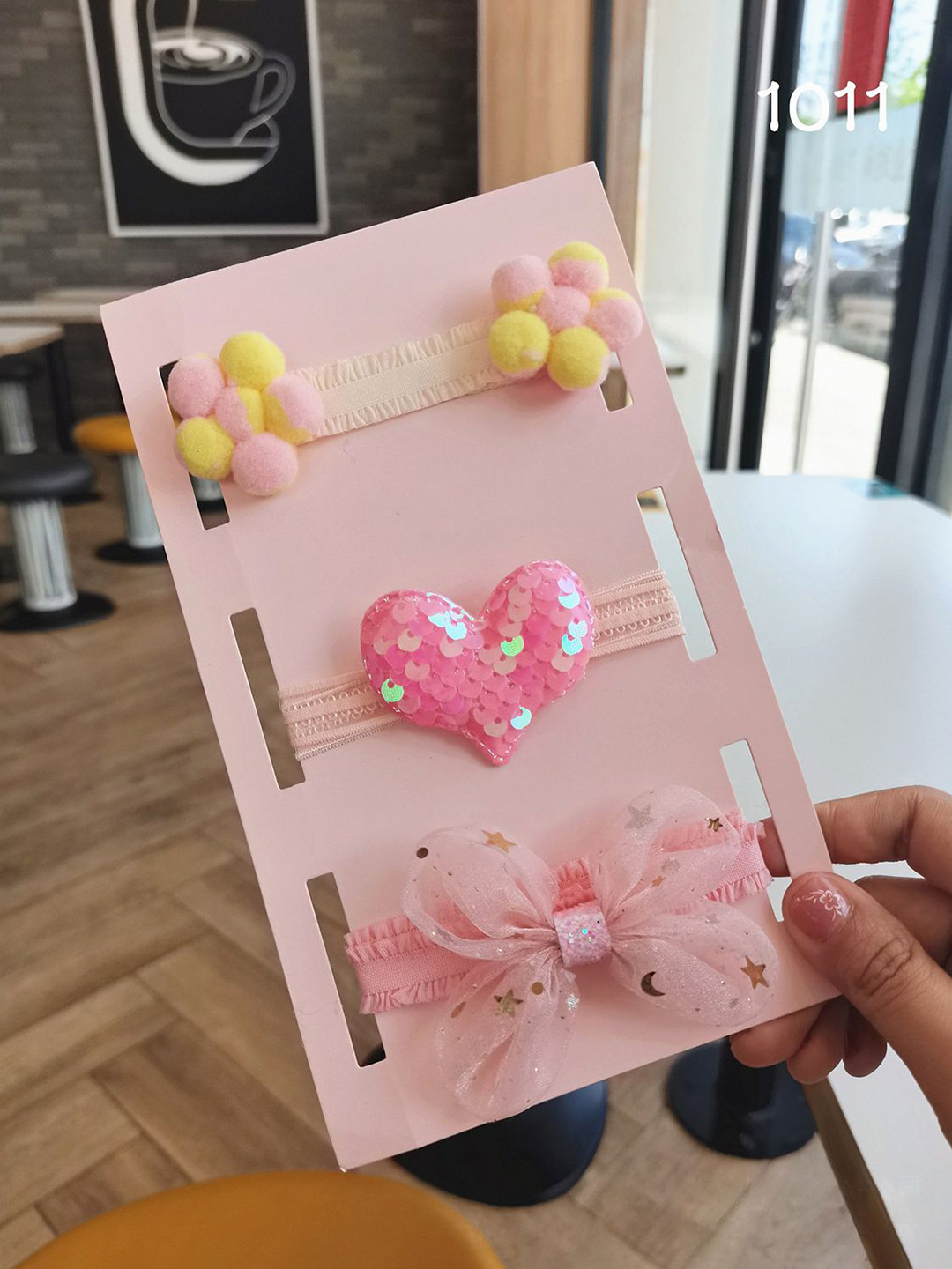 SYGA 3 Pcs Baby Girl Headband Soft Flower Bow Strechable Bandana Hairband