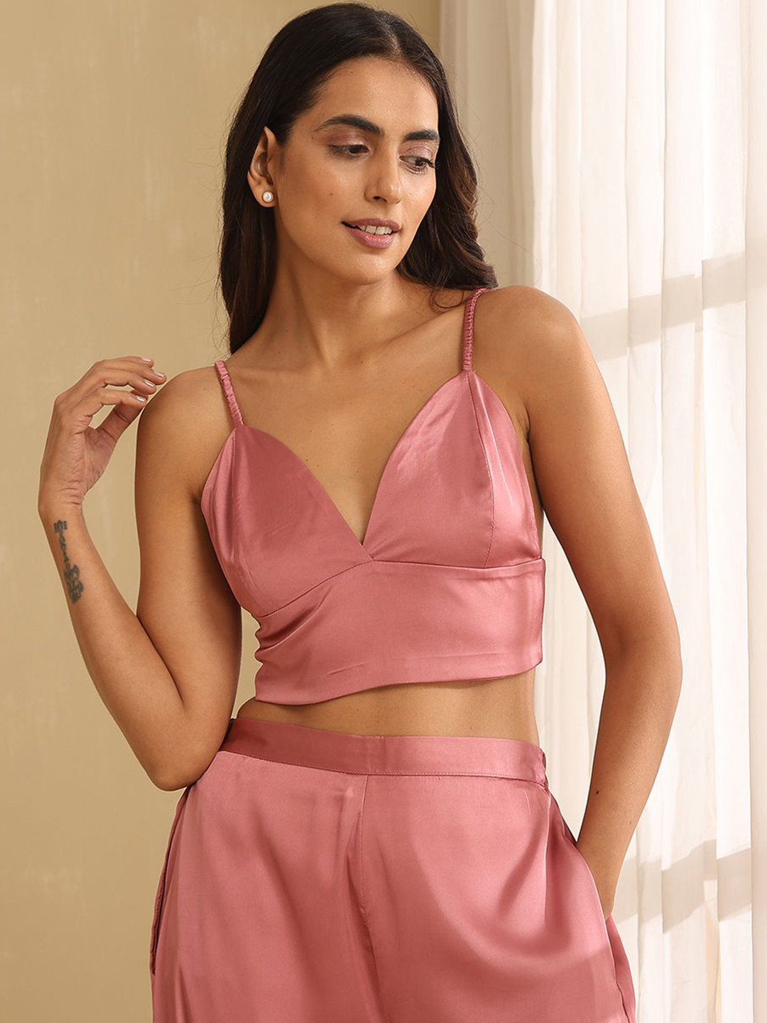 indy Raaga Satin Non-Padded Bra Camisoles