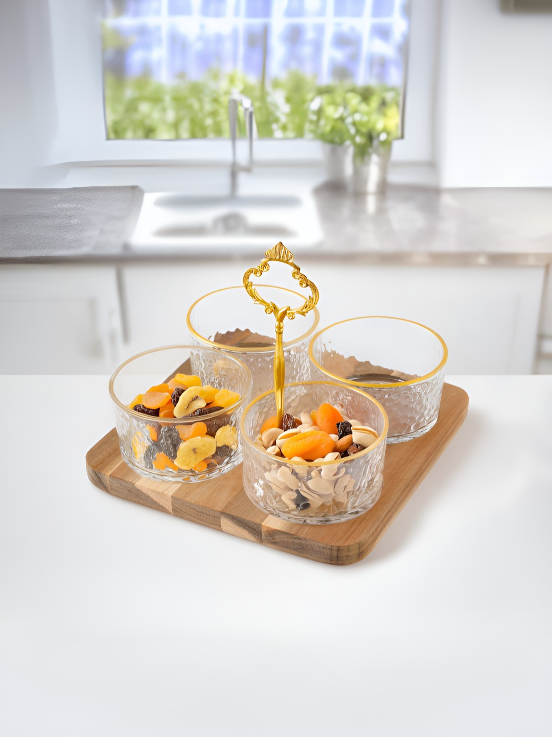 UMAI Transparent & Brown 5-Piece Platters Serving