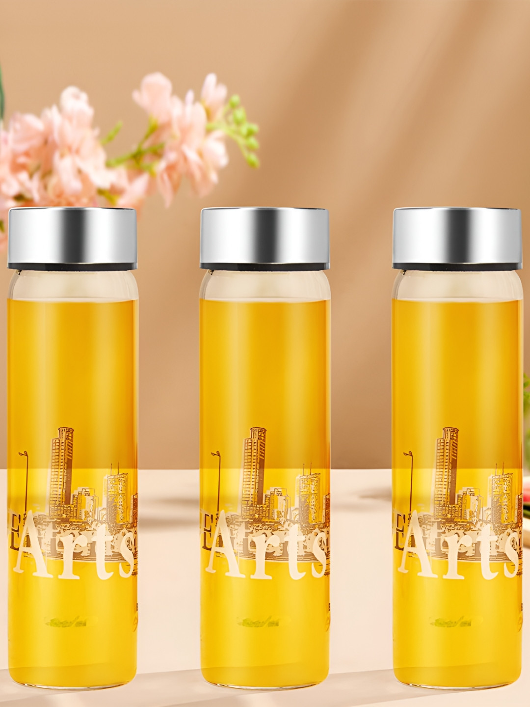 BOROSIL Artisan Series Prism Typography Glass Airtight 3 Pcs Water Bottle - 550ml