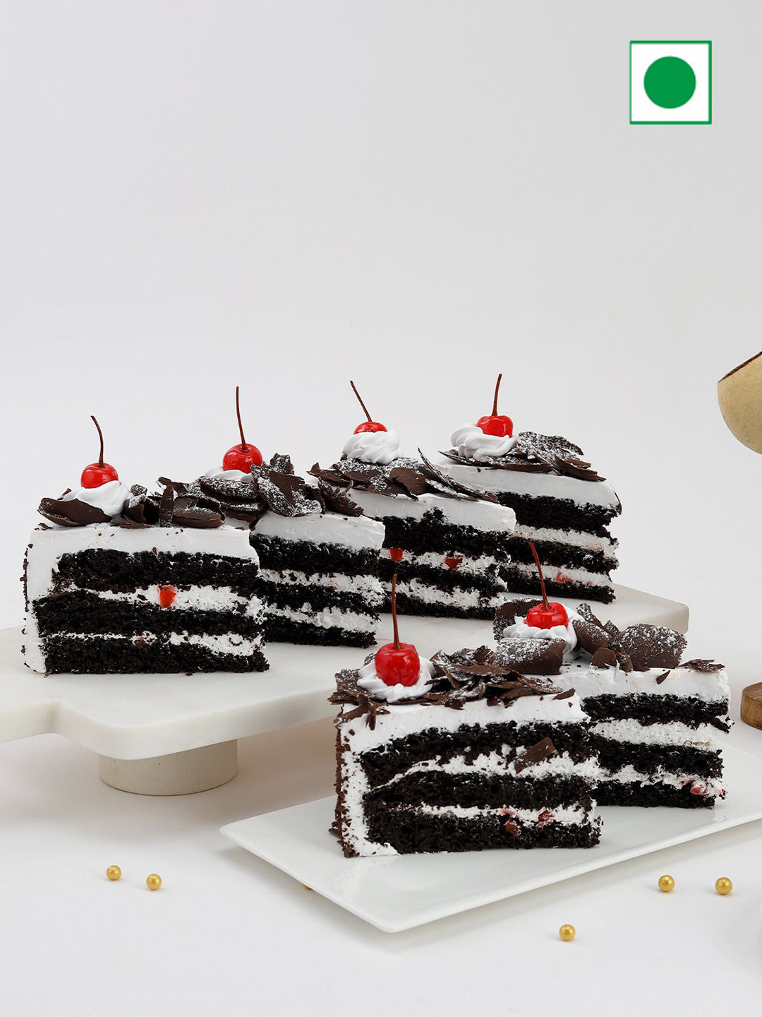 IGP Set Of 6 Black Forest Cream Flavour Eggless Triangle Cake