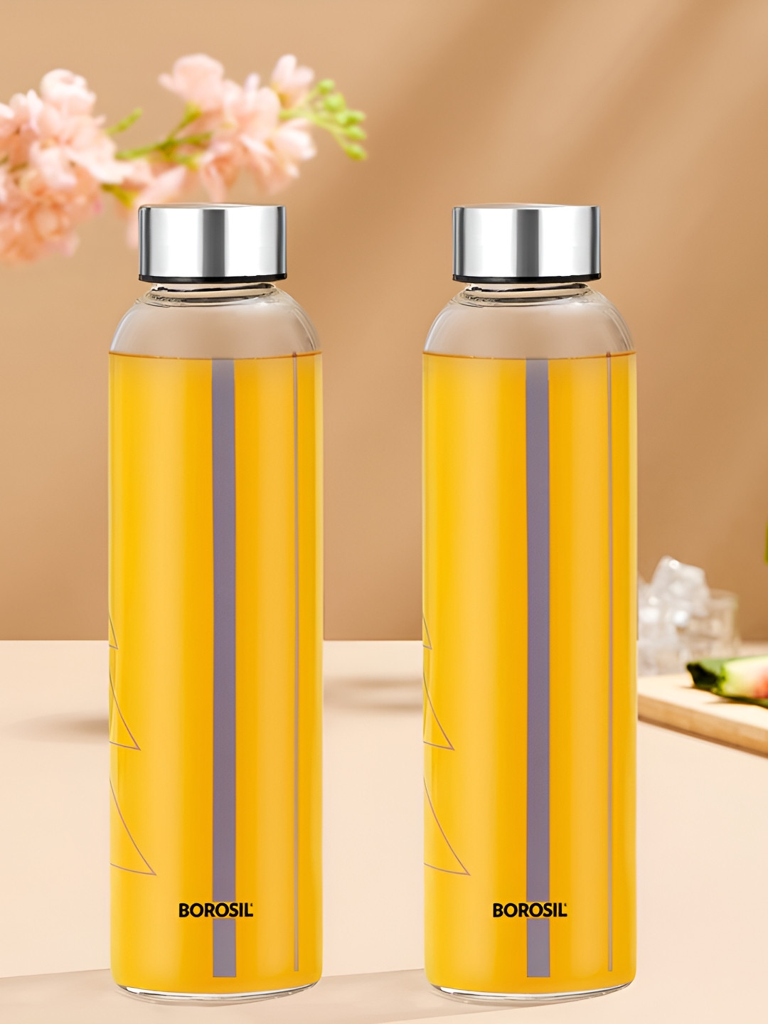 BOROSIL Artisan Series Sintra Abstract Glass Airtight 2 Pcs Water Bottle - 550ml