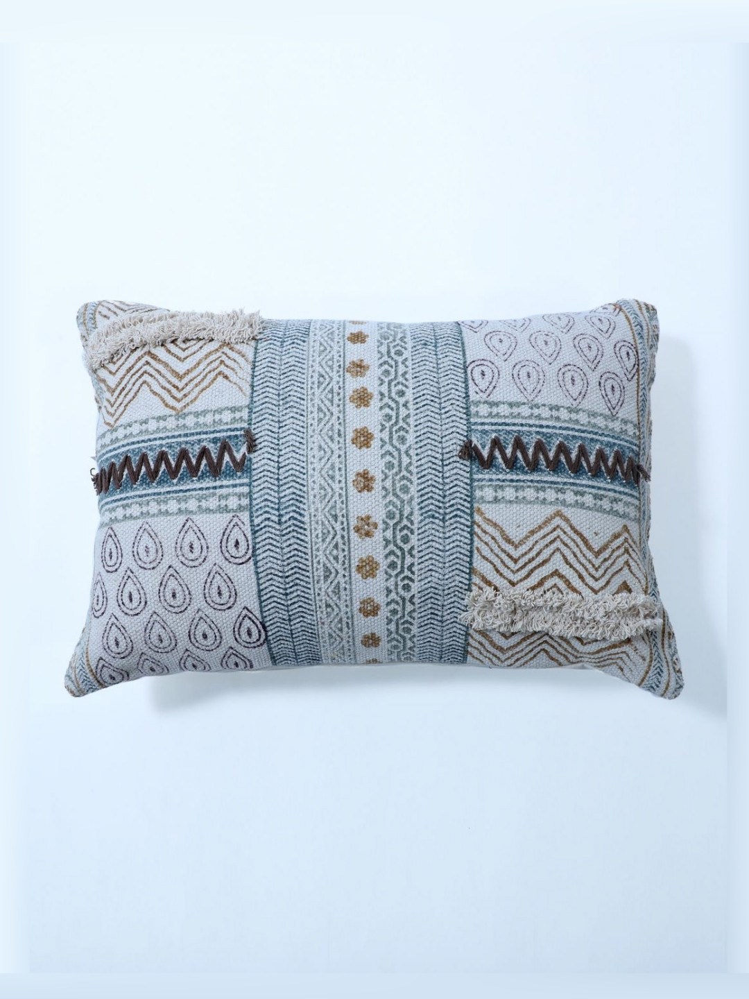 Art Avenue Orange Ethnic Motifs Cotton Embroidered Rectangle Cushion Cover -11.8x23.6In