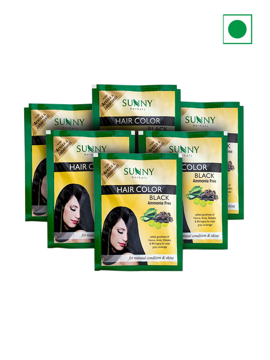 SUNNY HERBALS Set Of 6 Ammonia Free Hair Colour With Amla-10g Each-Natural Black