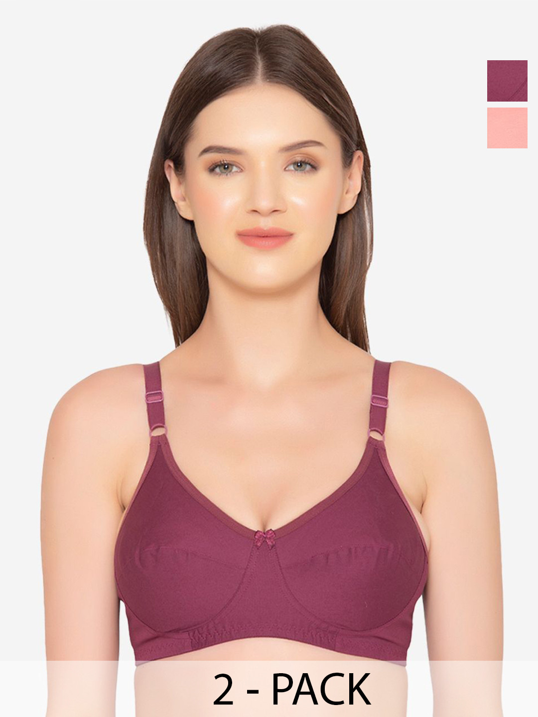 GROVERSONS Paris Beauty Pack Of 2 Full Coverage Cut and Sew Non Padded Bra