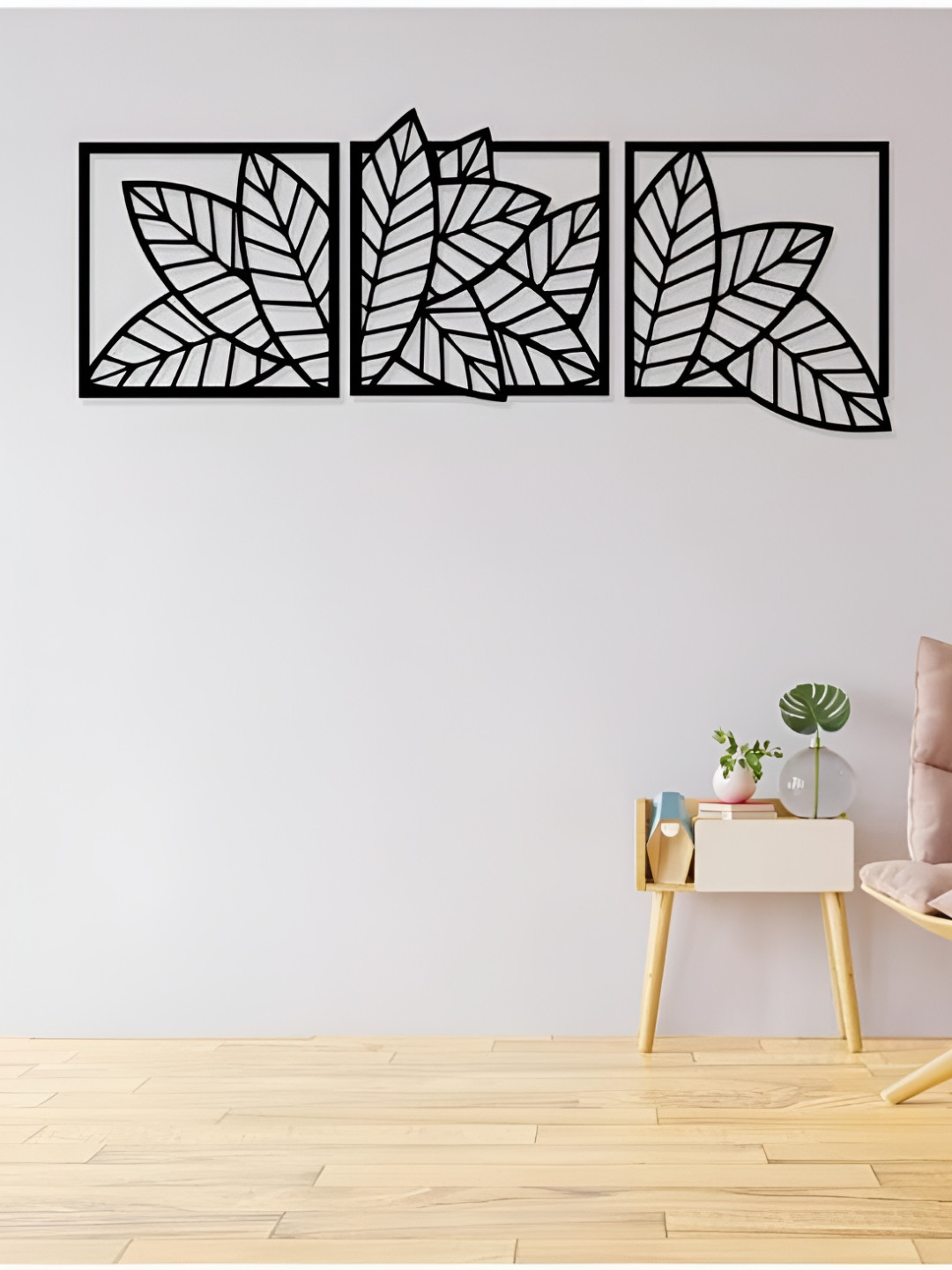 ARTROOMS Leaf Metal Floral Matte Hanging Hall Signs and Plaques-12In