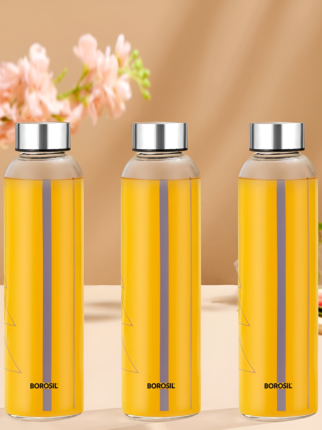 BOROSIL Artisan Series Sintra Abstract Glass Airtight 3 Pcs Water Bottle - 550ml