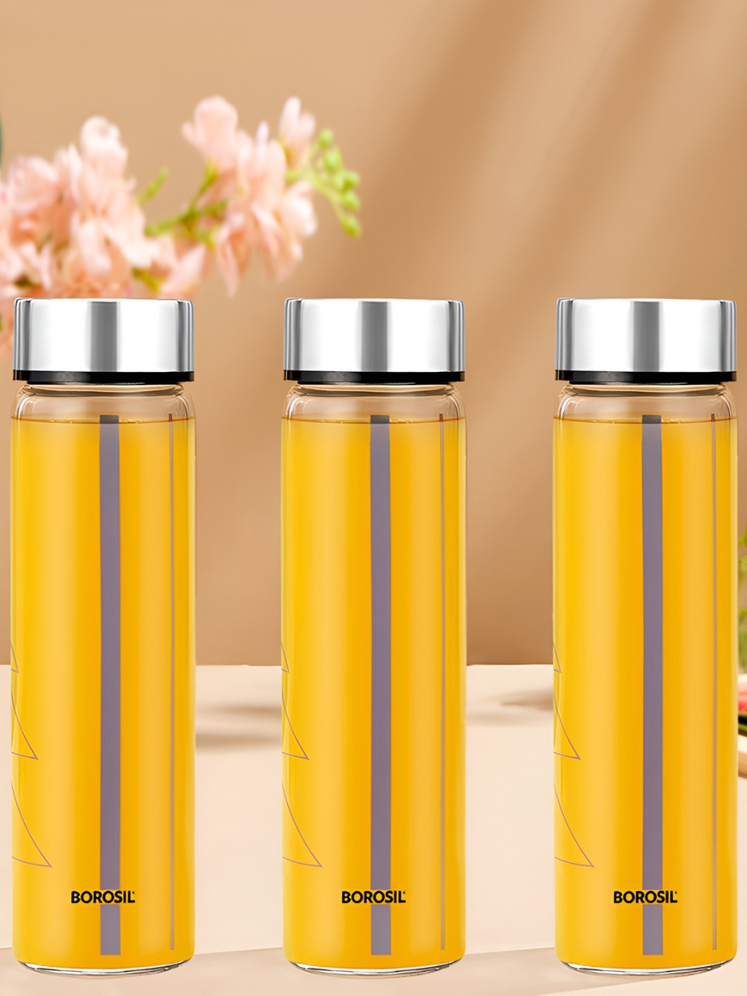 BOROSIL Artisan Series Sintra Transparent 3 Pieces Glasses Water Bottles 550 ml