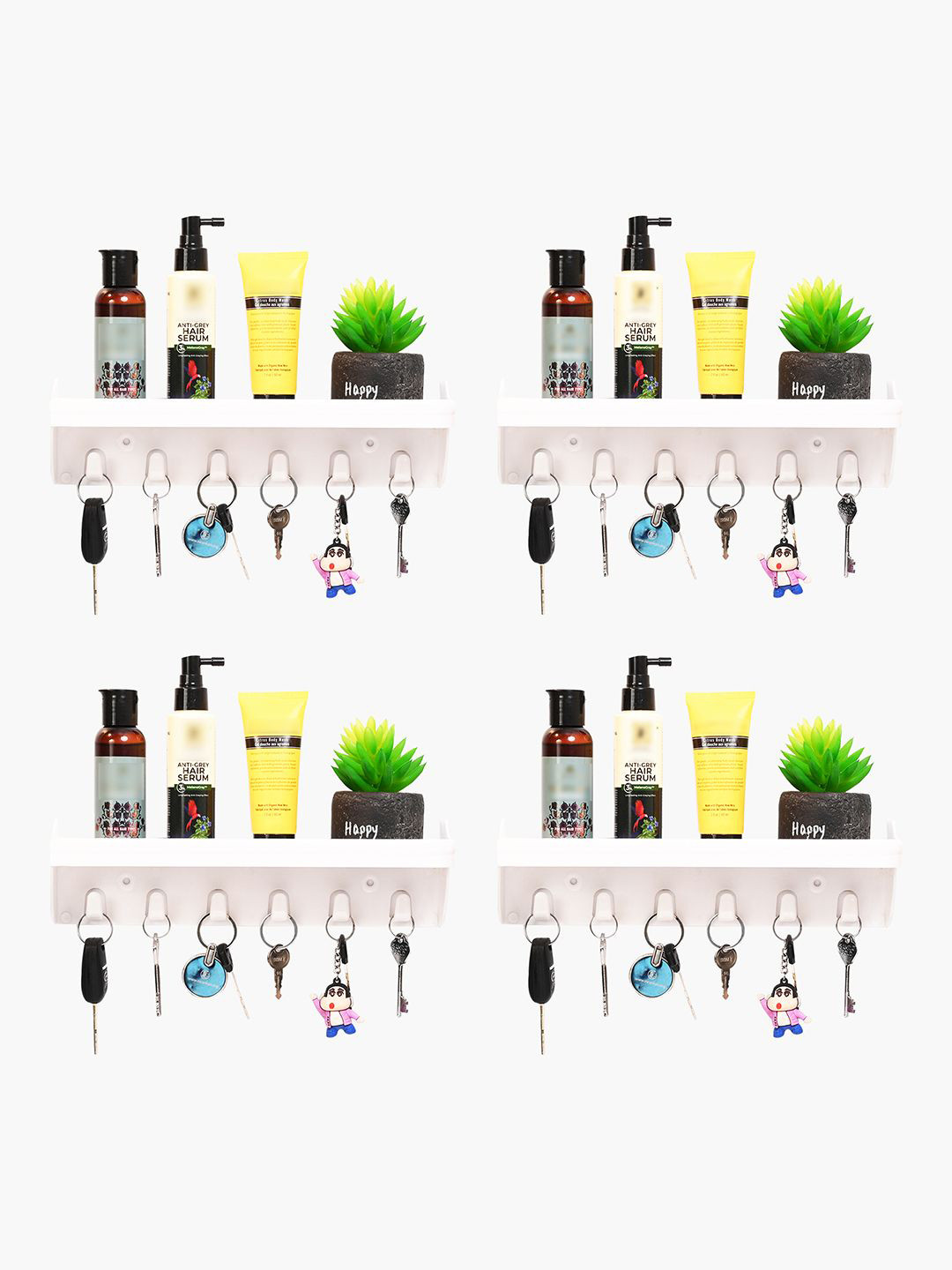 Kuber Industries White 4 To 6 Hooks Key Holder