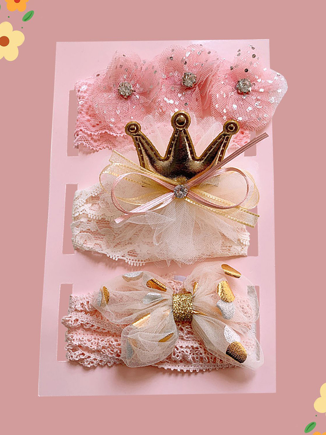 SYGA 3 Pcs Baby Girl Headband Soft Flower Bow Strechable Chill Wrap Hairband