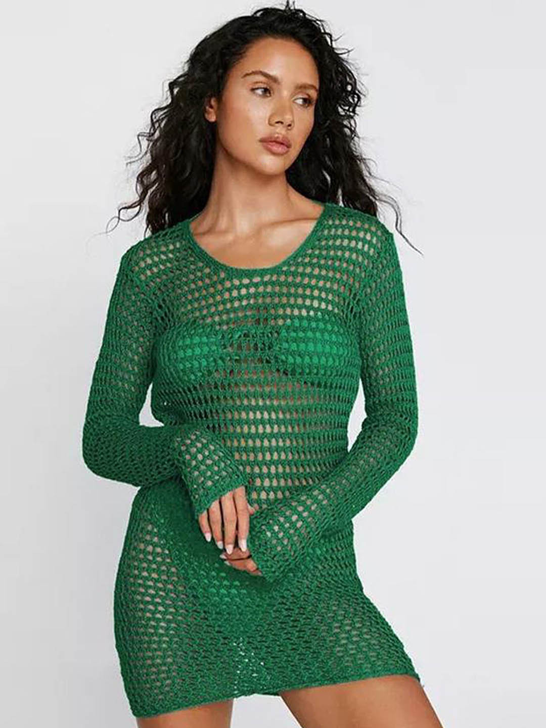 LULU & SKY Self Design Mini-Length Swimwear Cover Up Top