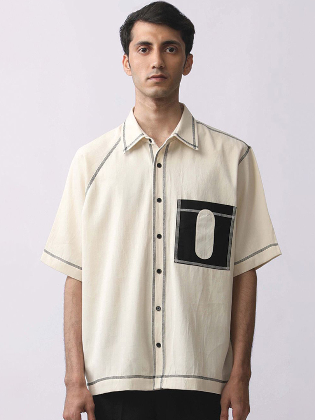 MARGN Men Solid Relaxed Pocket Casual Denim Shirt