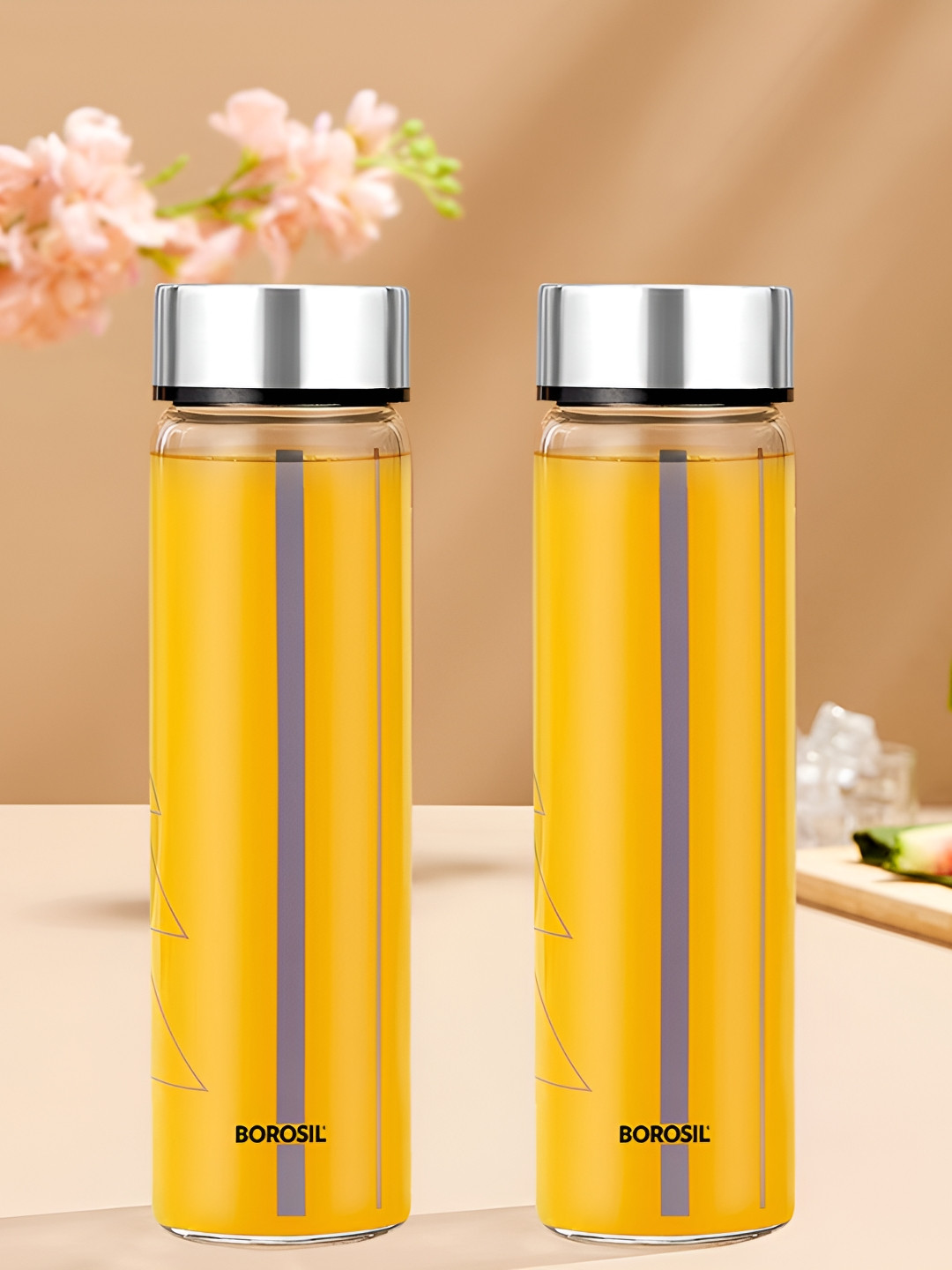 BOROSIL Artisan Series Sintra Brand Logo Glass Airtight 2 Pcs Water Bottle - 550ml