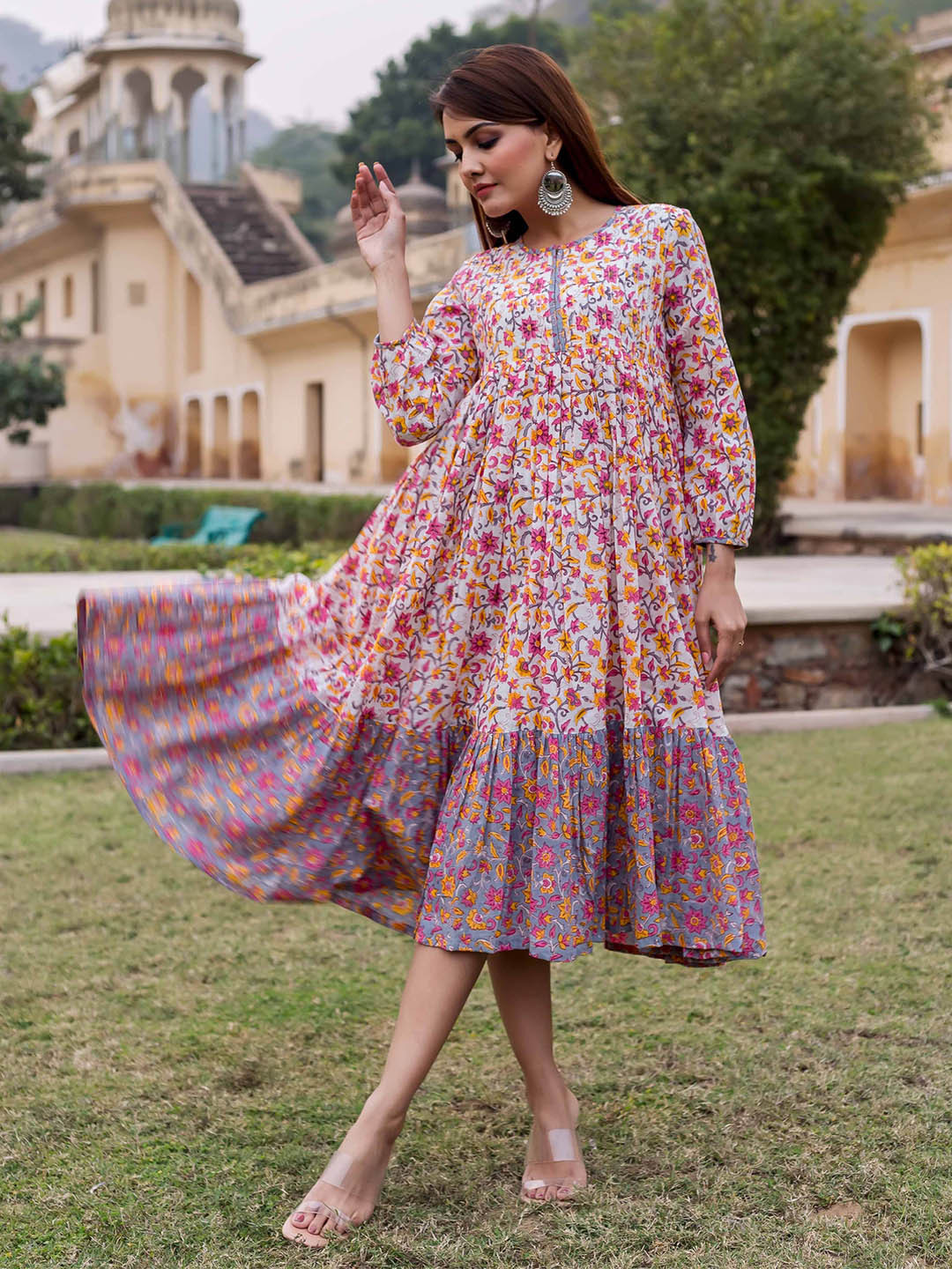 MISSPRINT Floral Printed A-Line Dress