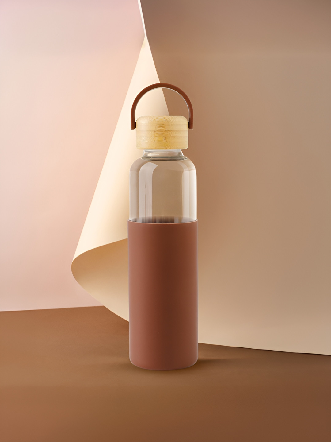 UMAI Brown & Transparent Glass Water Bottle 550 ml