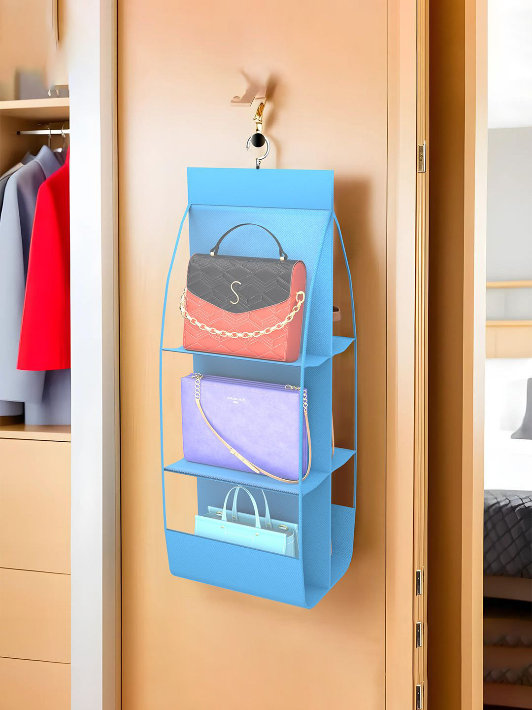 Kuber Industries Blue Multi-Utility Hanging Organizer