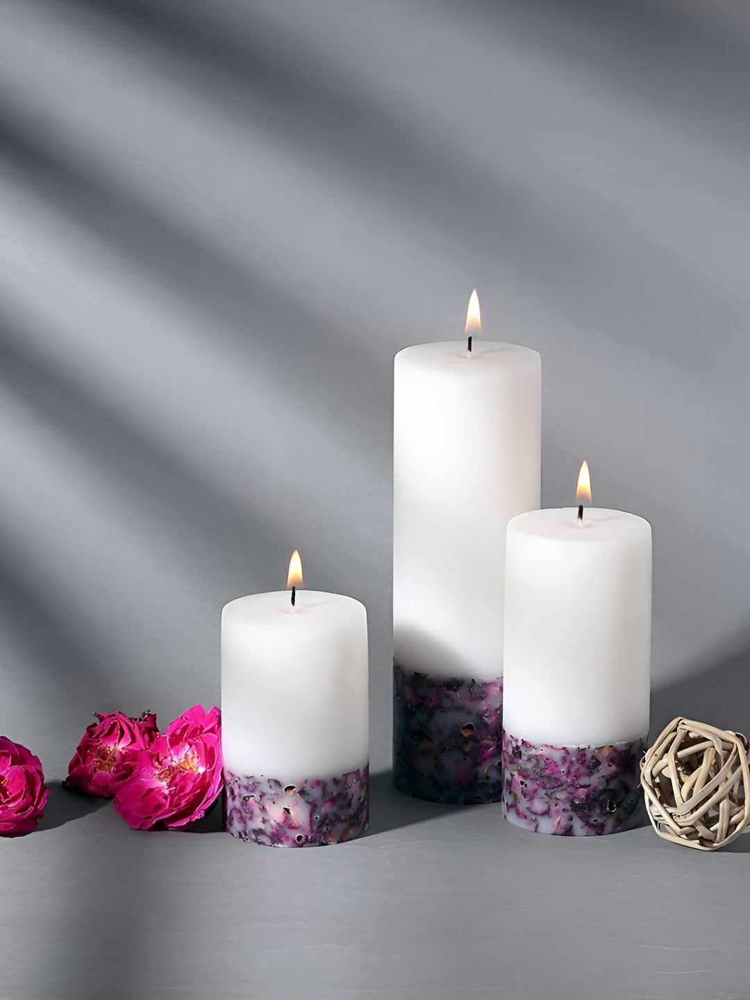 Parkash Candles Premium Paraffin Wax 3Pcs Scented Solid Tapered Regular Pillar Candles