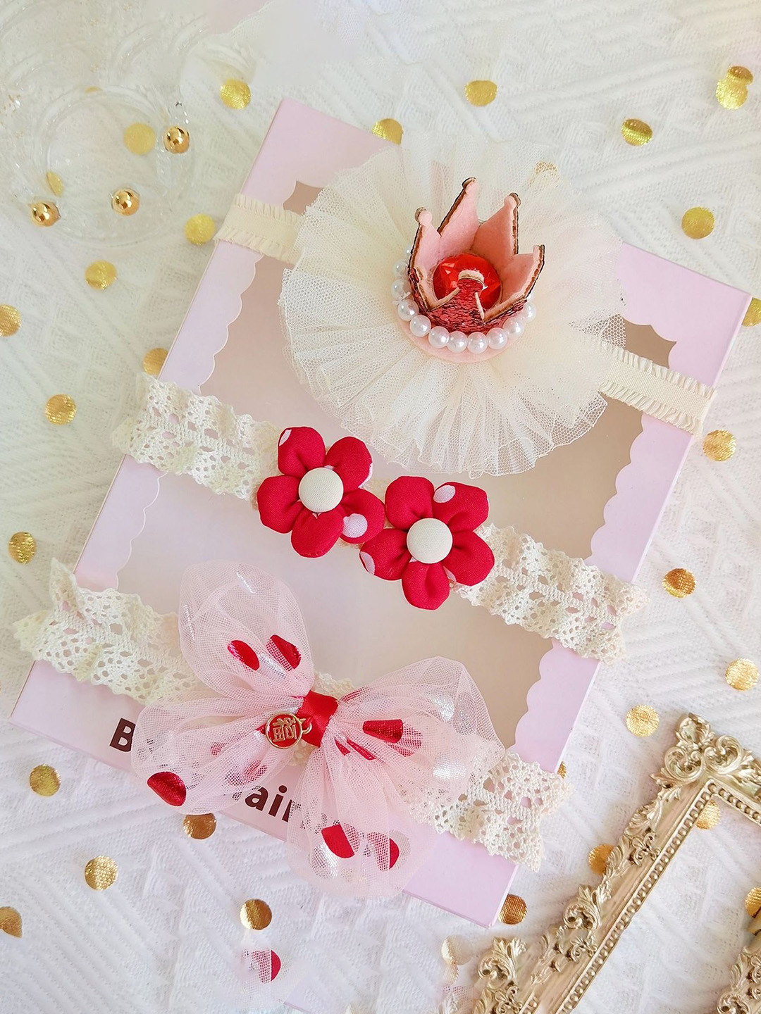 SYGA 3 Pcs Baby Girl Bandana Soft Flower Bow Strechable Hairband Kids 0-3 Years