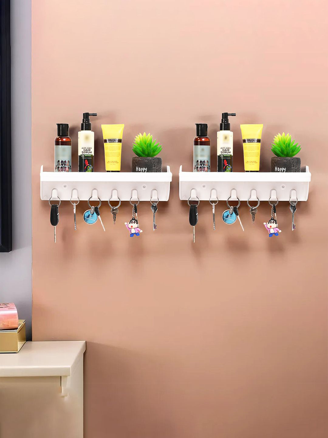 Kuber Industries Set of 2 White 4 To 6 Hooks Key Holder