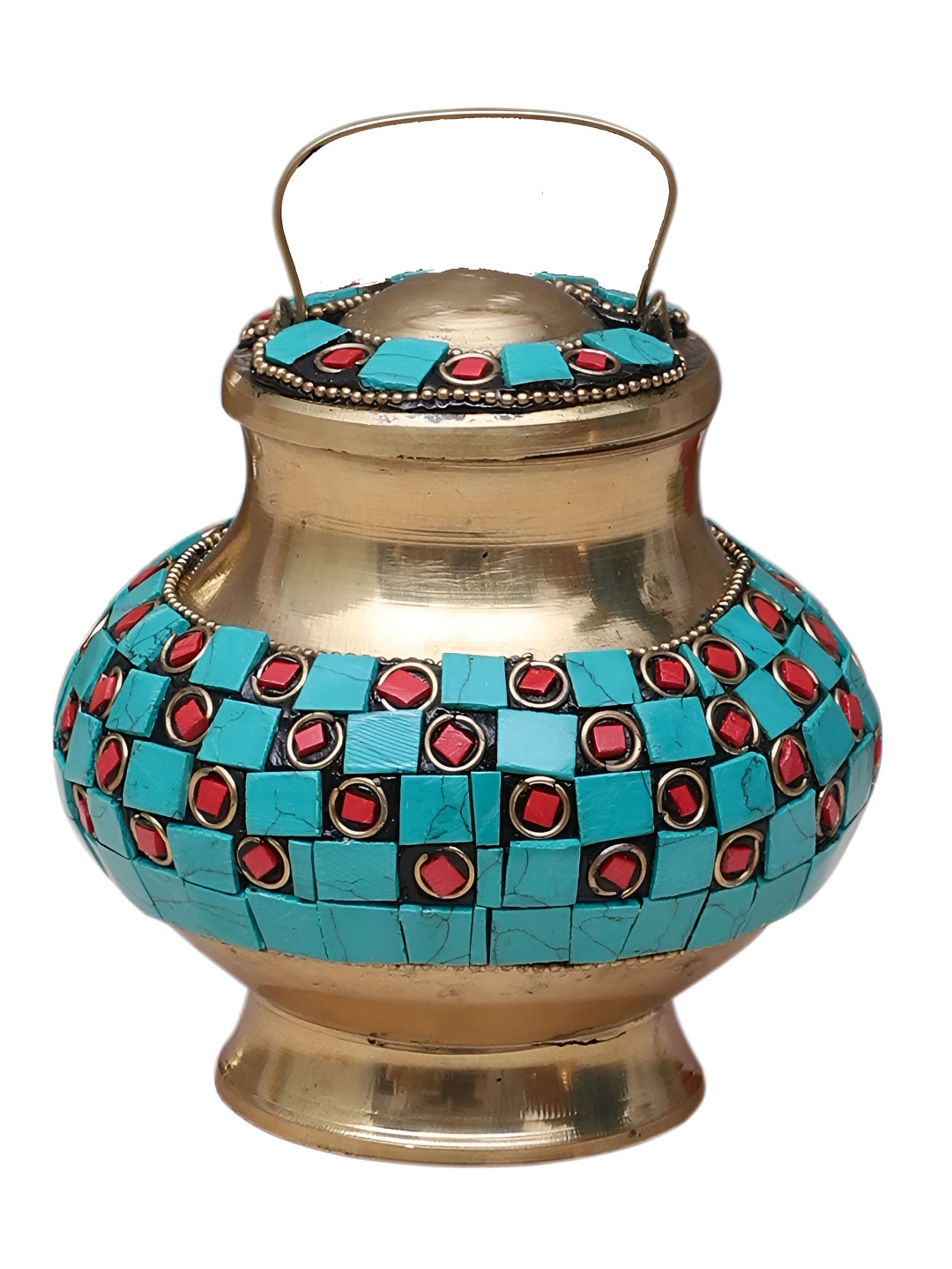 Two Moustaches Gold Toned & Blue Gemstone Incense Stick Holder