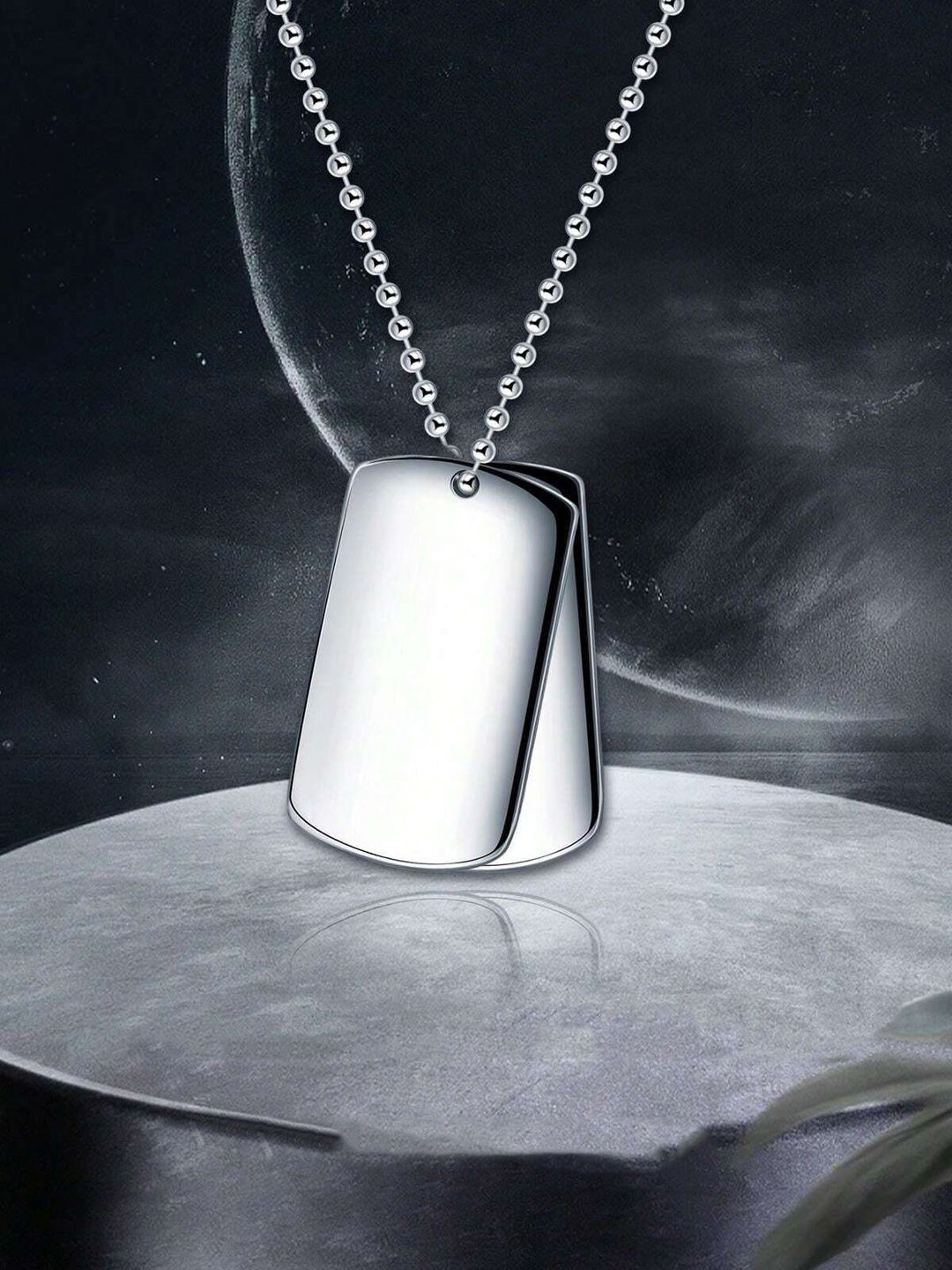 KRENOZ Men Silver-Plated Stainless Steel Pendant With Chain