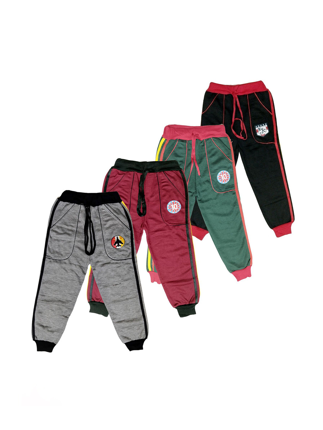 BAESD Boys Pack of 4 Mid-Rise Regular Fit Joggers For Winters