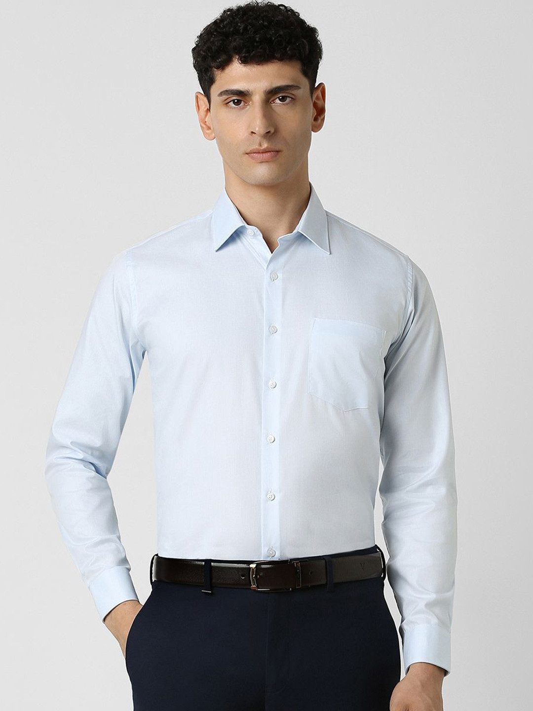 Van Heusen Men Spread Collar Textured Printed Cotton Slim Fit Formal Shirt