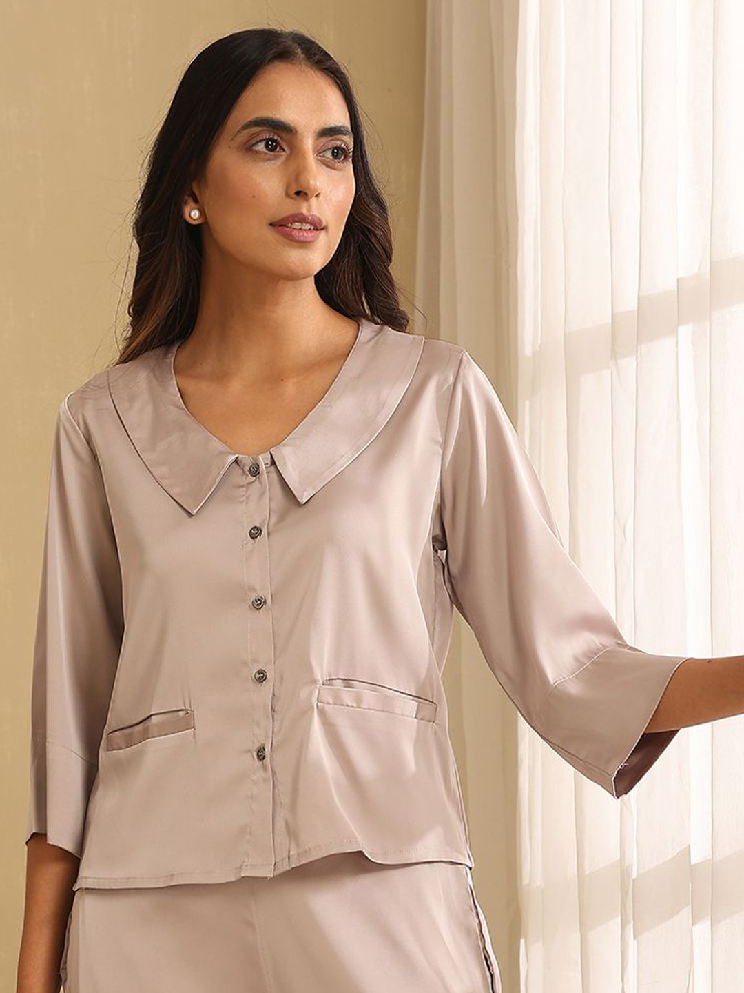 indy Raaga Satin Shirt Style Top