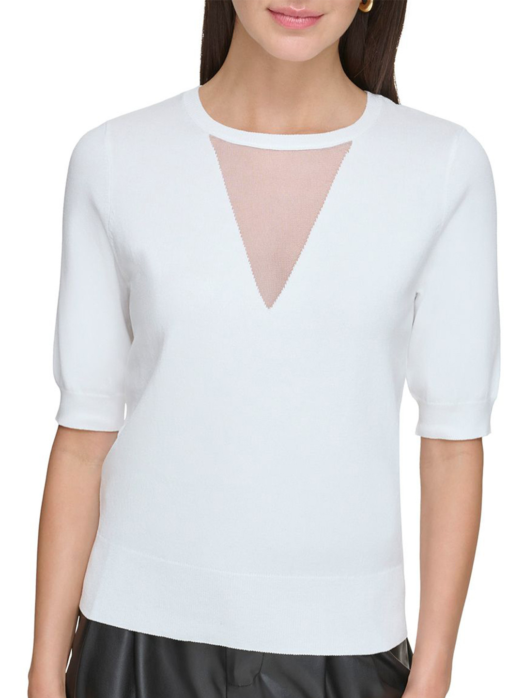 DKNY Women Solid Round Neck Cardigan Sweater