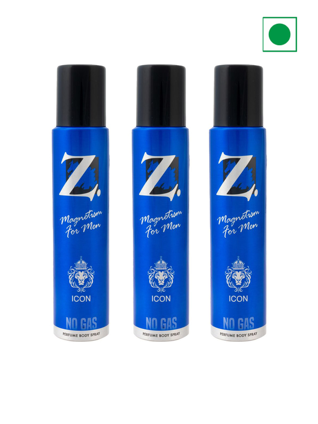 Z-MAGNETISM FOR MEN Set Of 3 Icon Long Lasting Deodorant Body Spray - 120ml(99g) Each