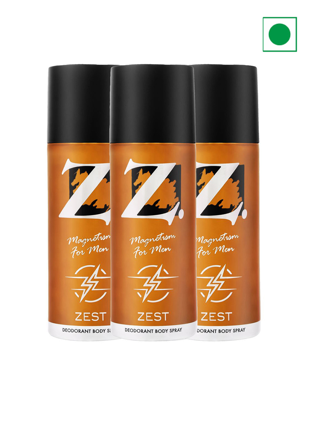 Z-MAGNETISM FOR MEN Zest Set Of 3 Long Lasting Deodorant Body Spray - 150ml(100g) Each