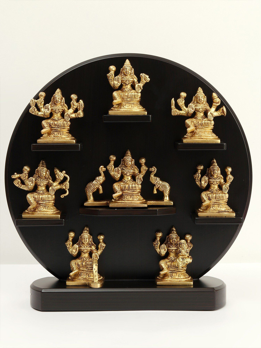 Exotic India Ashta Lakshmi Set Brass Glossy Hanging Pooja Room Spiritual Wall Decor-12In