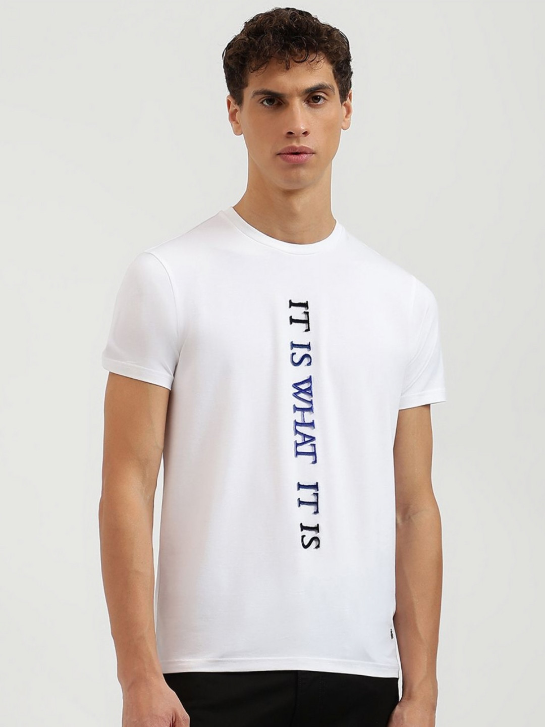 United Colors of Benetton Men Typography Printed Raw Edge T-shirt