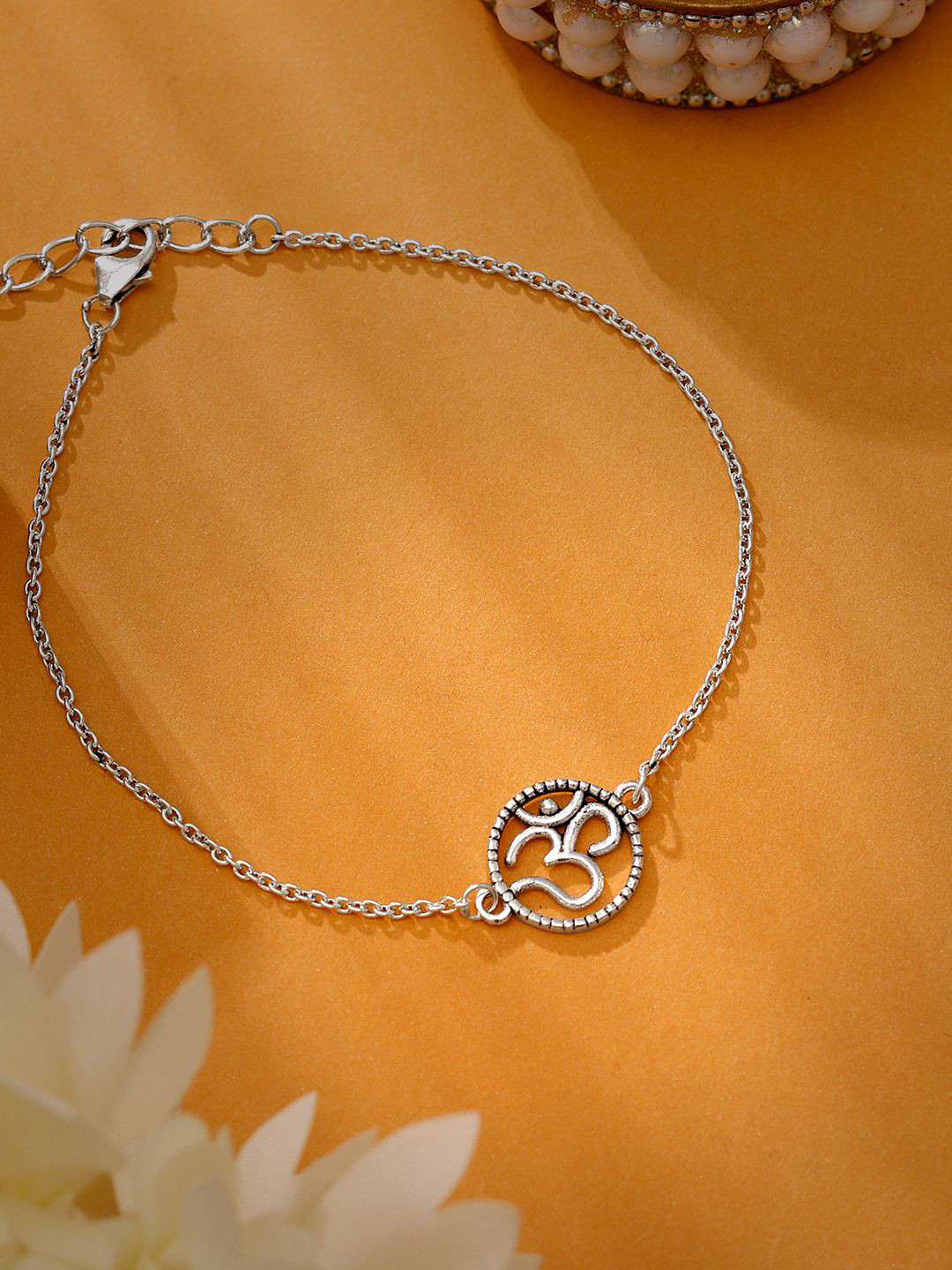 GIVA 925 Silver Vintage Om Bracelet Rakhi With Roli Chawal & Greeting Card