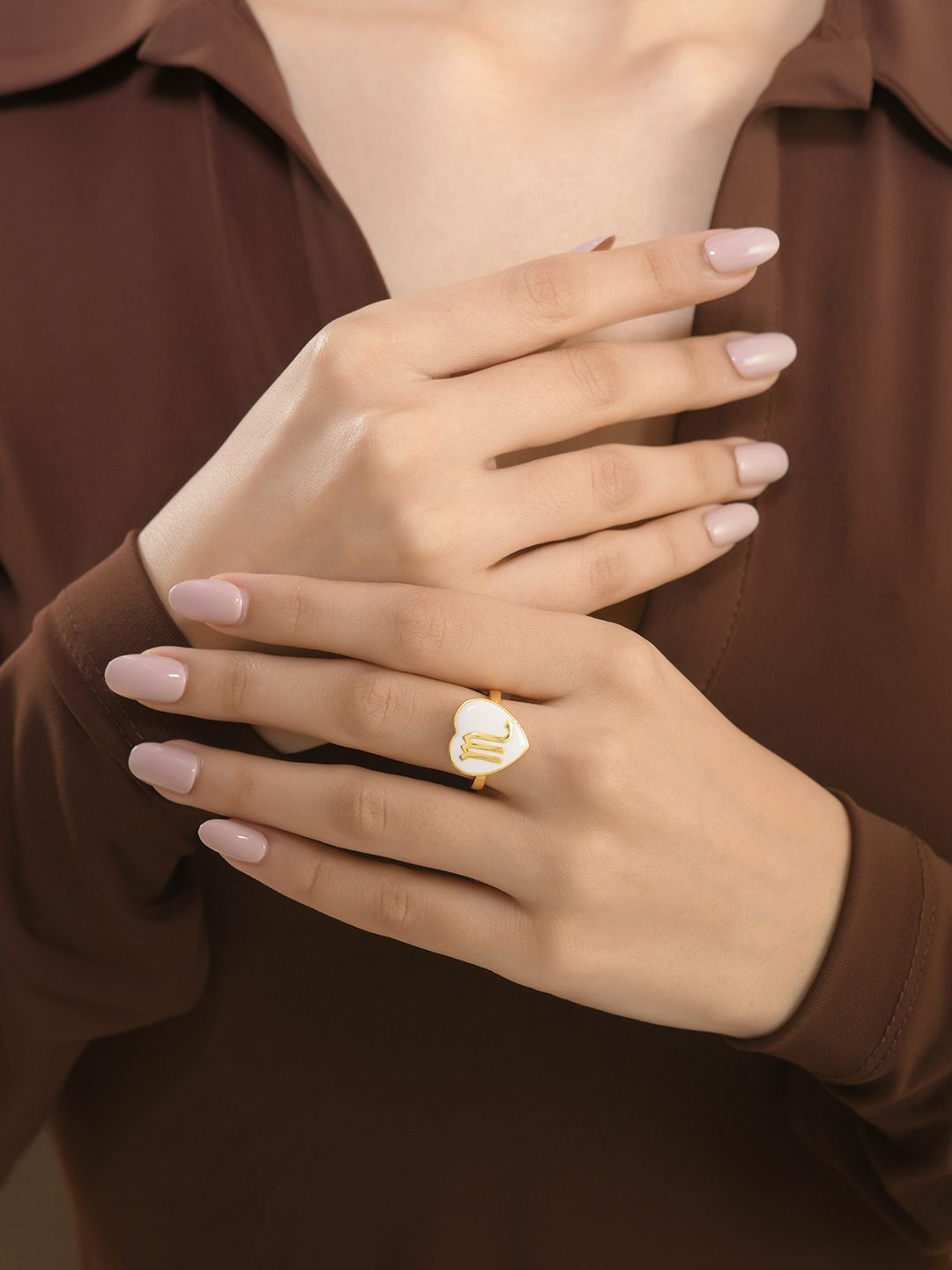 Voylla Gold-Plated Zodiac Scorpio Enamel Ring