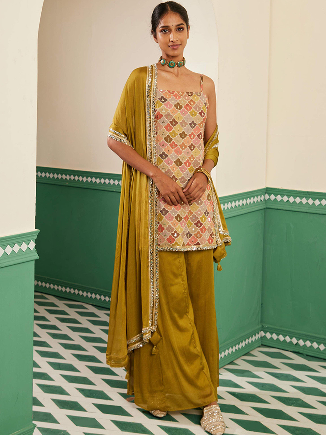 Alaya By Stage3 Floral Printed A-Line Velvet Kurti