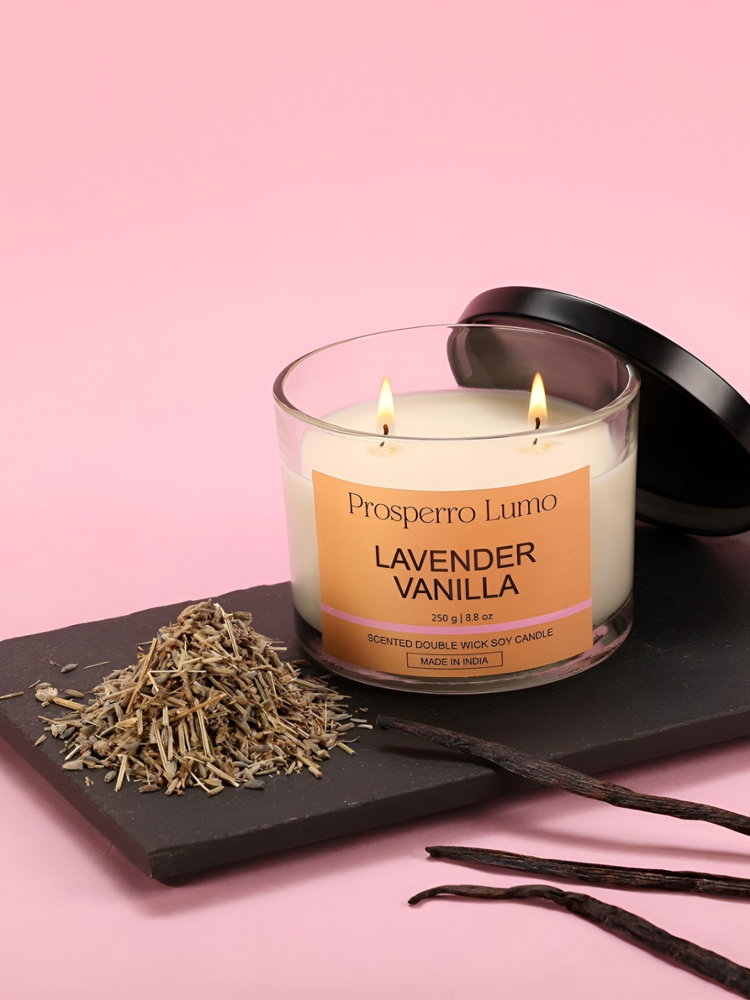 Parkash Candles Premium Soy Wax Luxury Aroma Votive 2 Wick Lavender and Vanilla Jar Candles