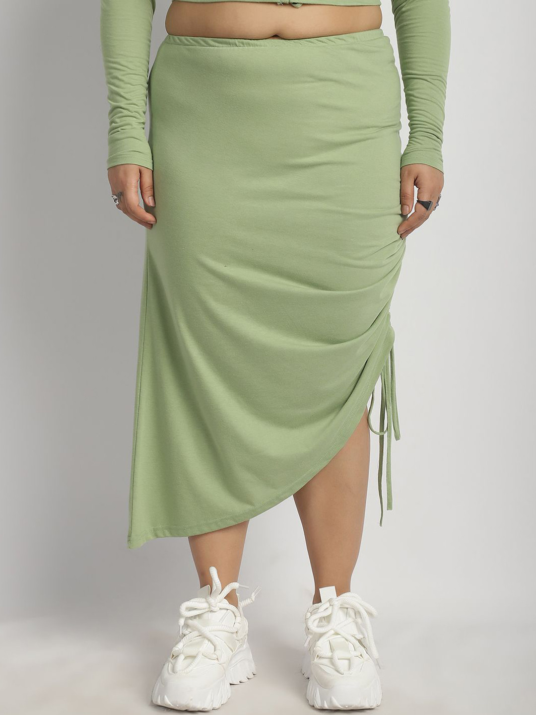 thkgrlz Women Plus Size Asymetric A-Line Midi Skirt