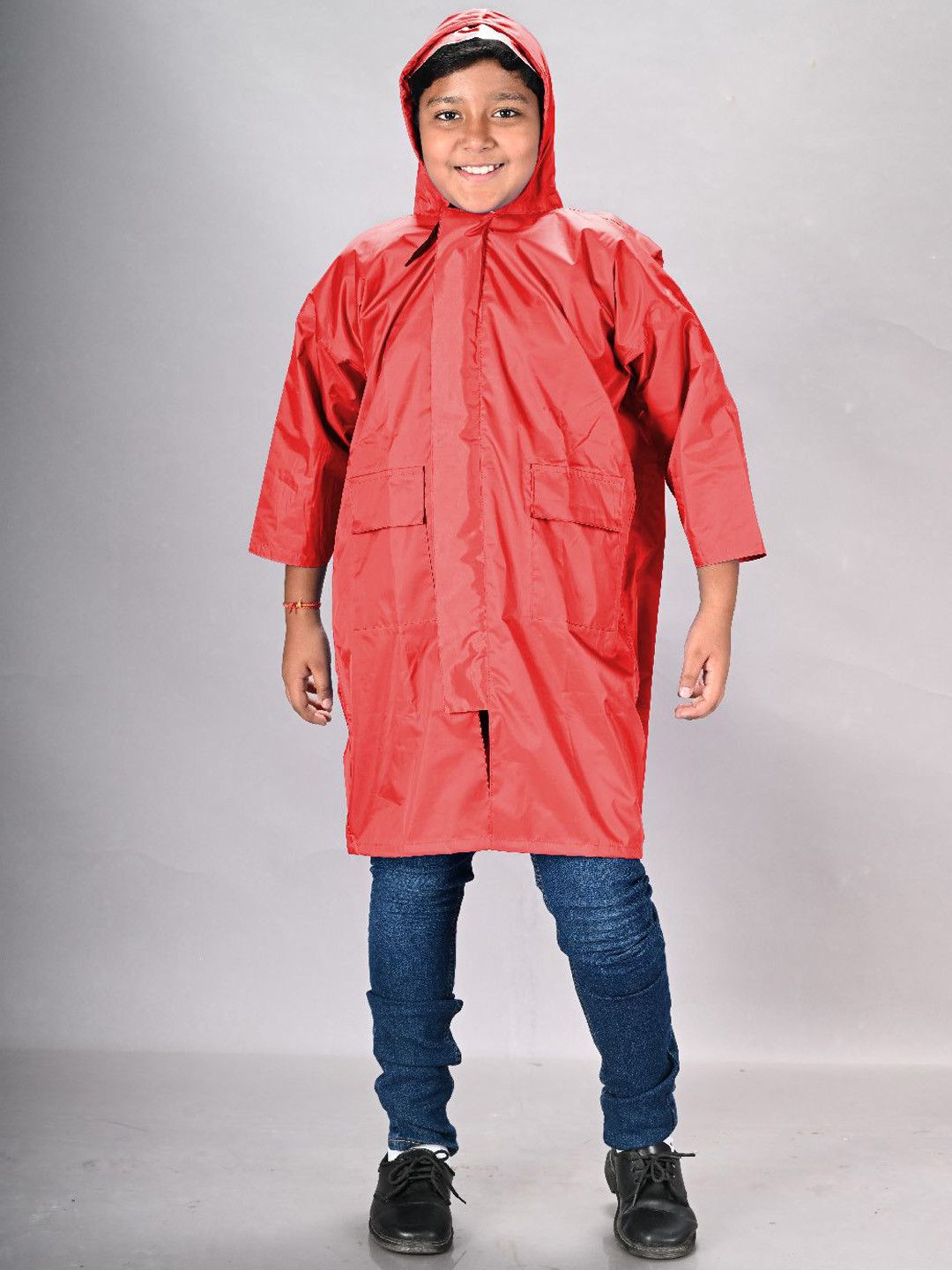 LUX VENUS Boys Hooded Raincoat With School Bag Cover