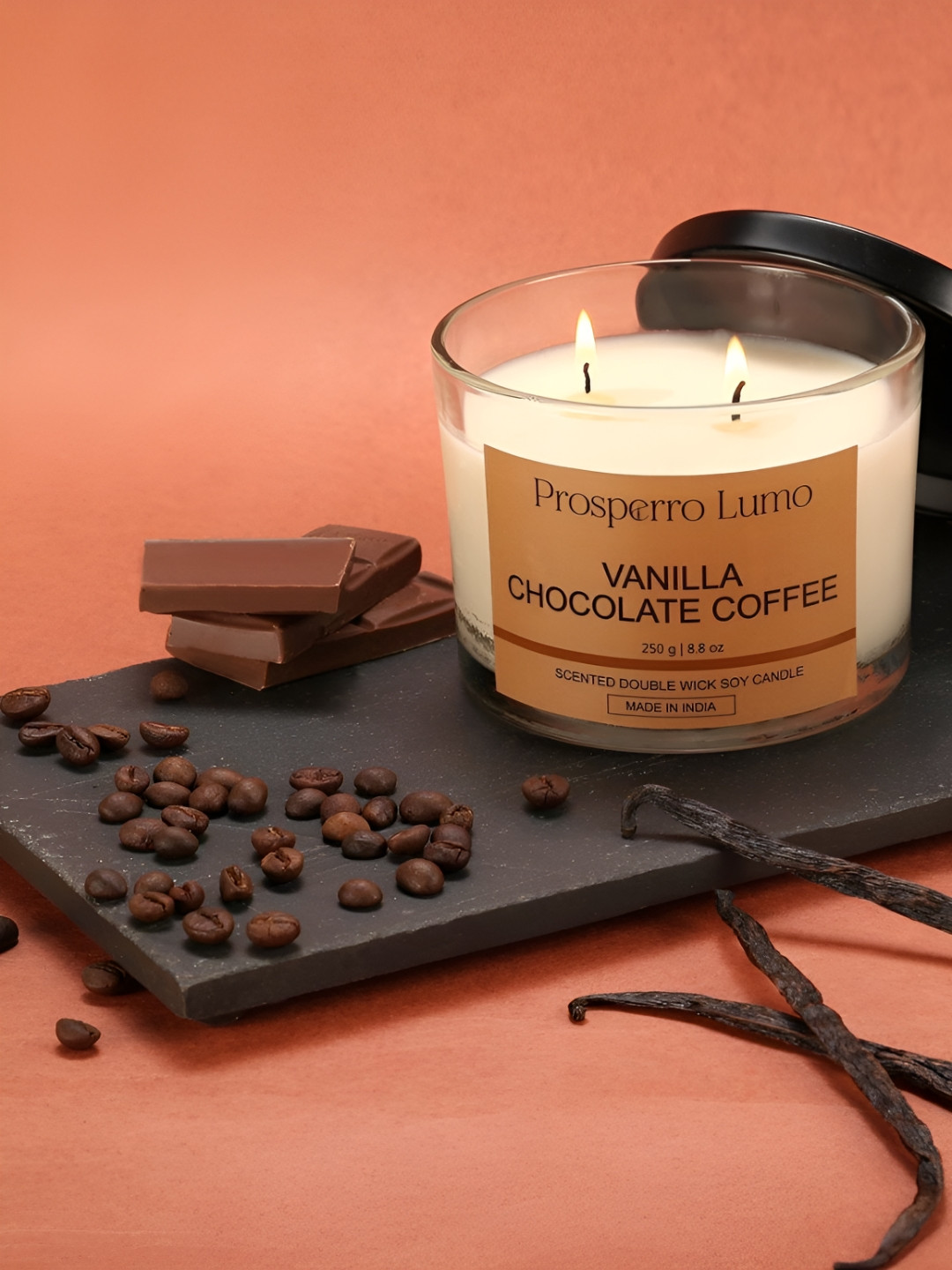 Parkash Candles Premium Soy Wax Luxury Aroma Votive 2 Wick Vanilla Chocolate Jar Candles