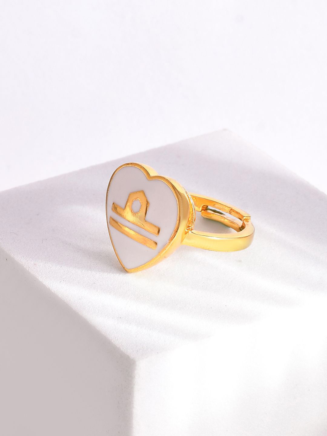 Voylla Gold-Plated Zodiac Libra Enamel Ring