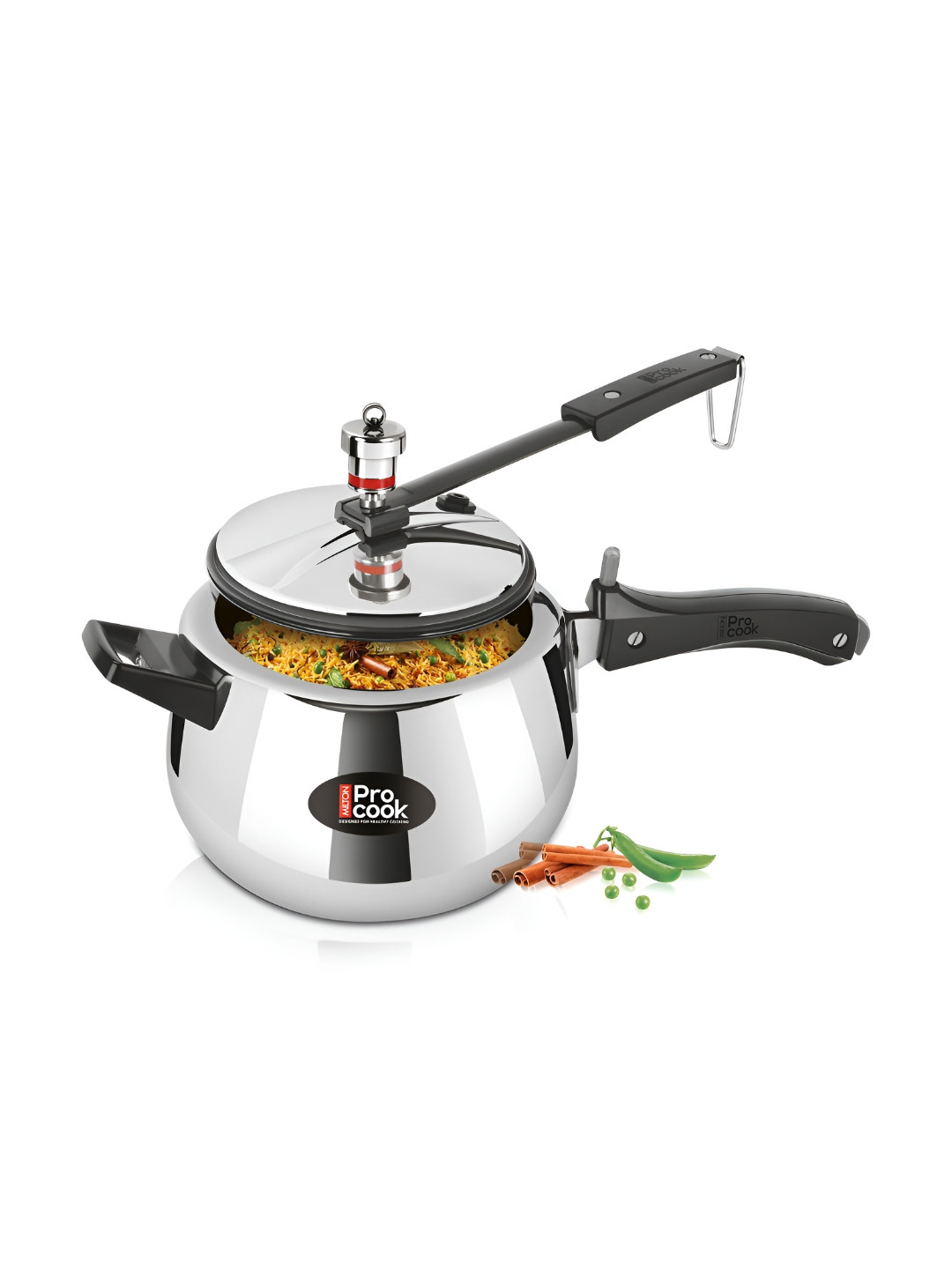 Milton Pro Cook Silver Stainless Steel Induction Base Inner Lid Pressure Cooker-5 L